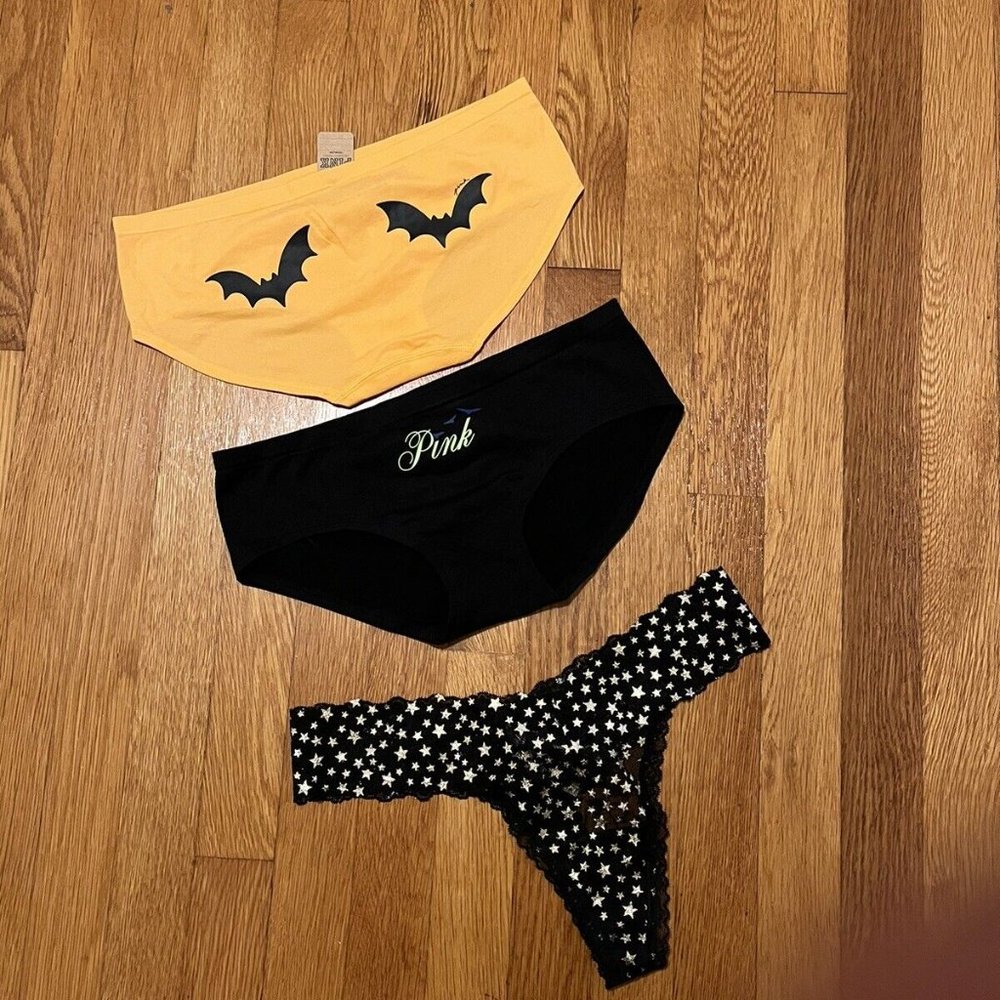 Victoria Secret PINK Halloween Underwear panties Lot Medium M NEW 3 Pairs